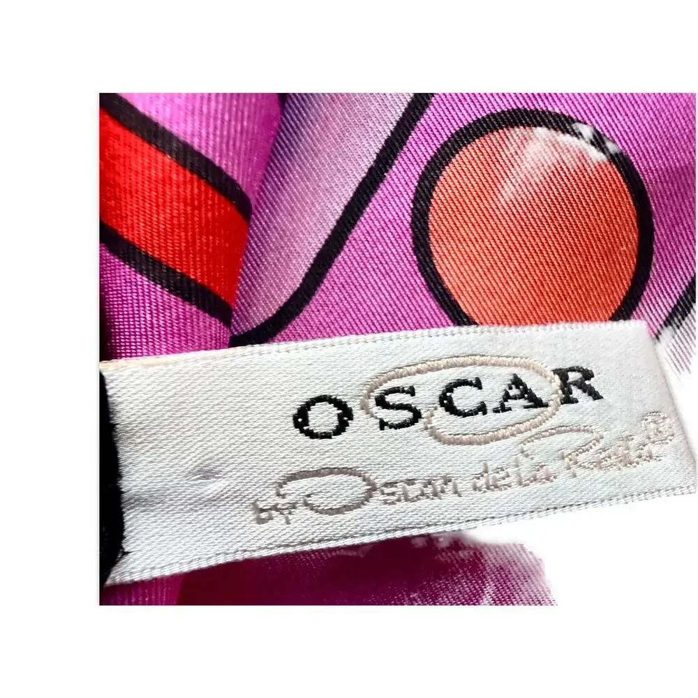 Vintage Oscar by Oscar de la Renta Silk Scarf 1980s Psychedelic Mod Floral 35x35